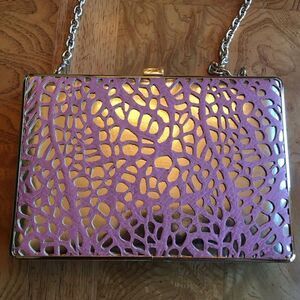 GORGEOUS PINK & Rosy Gold Hard Clutch w Strap